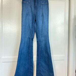 Women's Blue Flared Jeans high waisted free people